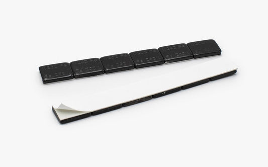 1/2 oz (180 PCS) - Black Coated Low Profile Steel Adhesive Wheel Weights โ (White Tape) - a2ztiresupplies