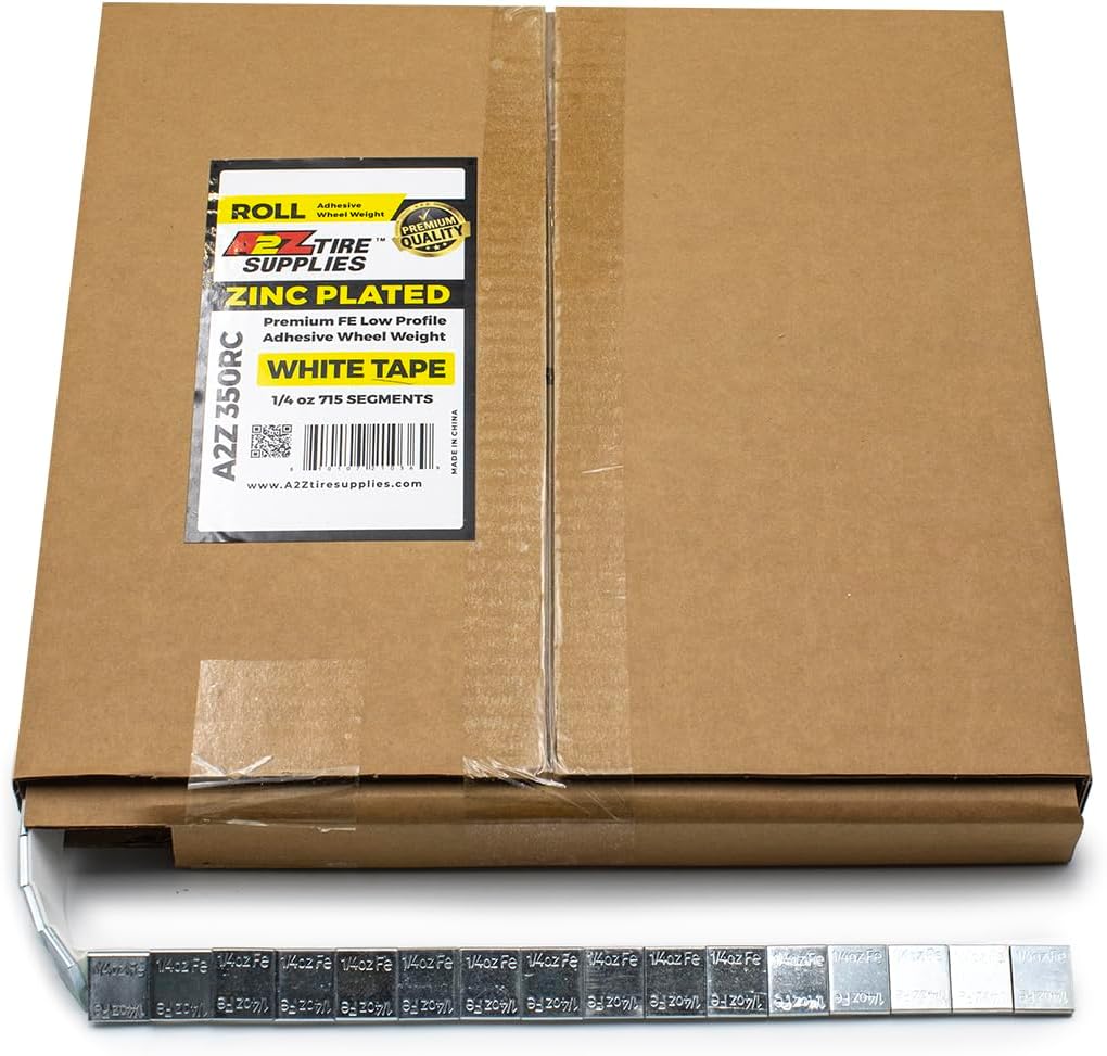 1/4 oz (715 PCS) ROLL - Zinc Plated Low Profile Steel Adhesive Stick-on Wheel Weights – (White Tape) - a2ztiresupplies