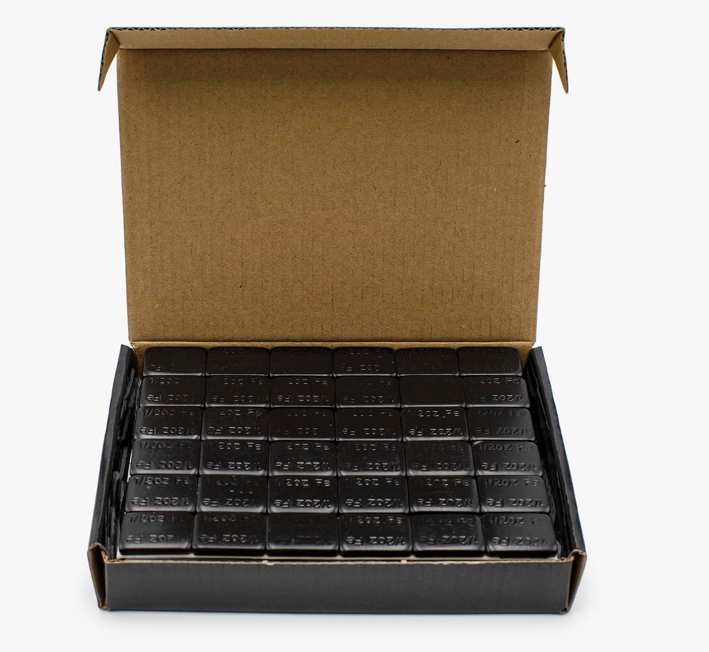 1/2 oz (180 PCS) - Black Coated Low Profile Steel Adhesive Wheel Weights โ (White Tape) - a2ztiresupplies