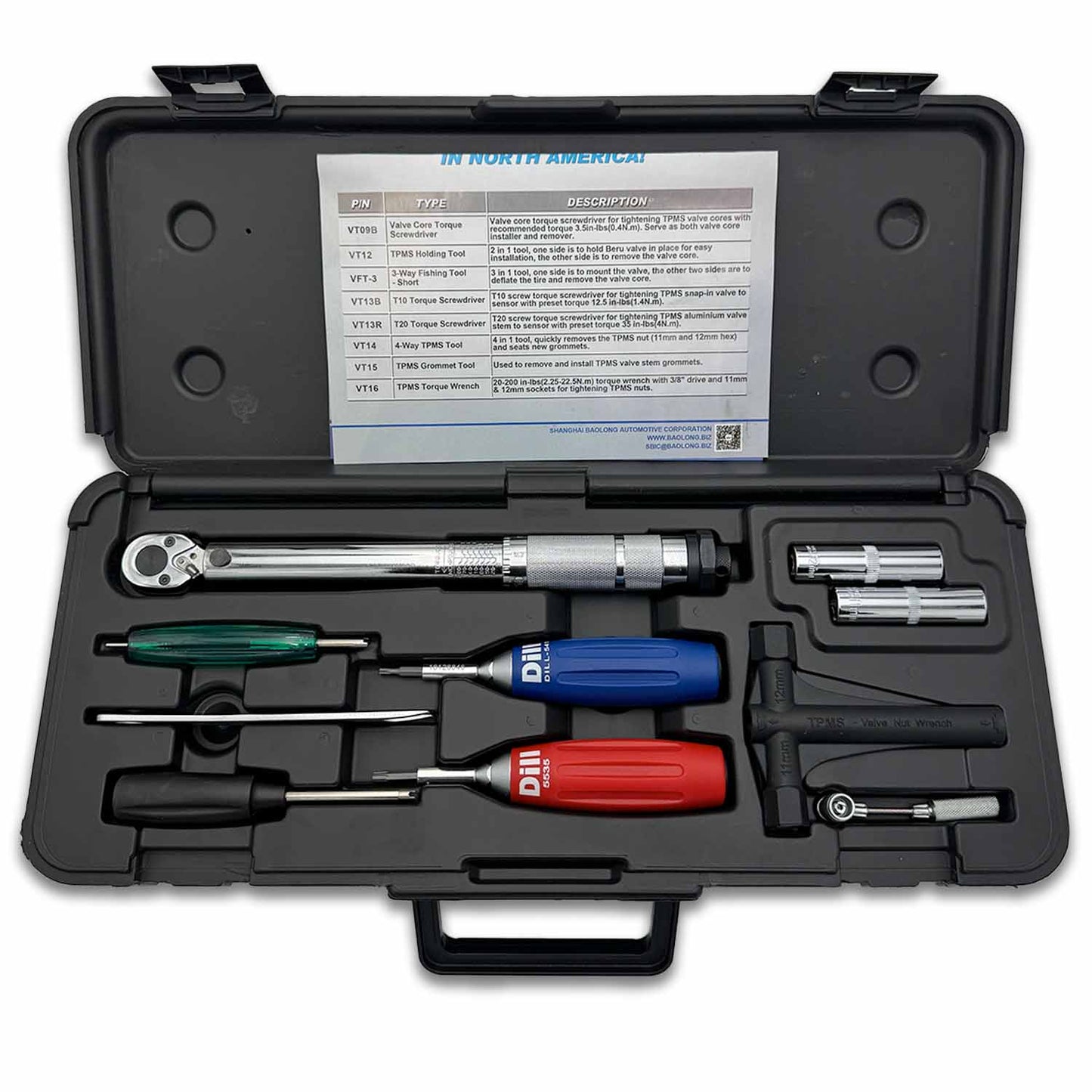 Dill TPMS Toolkit with Torque Wrench & Pre-torqued Valve Screwdrivers and More