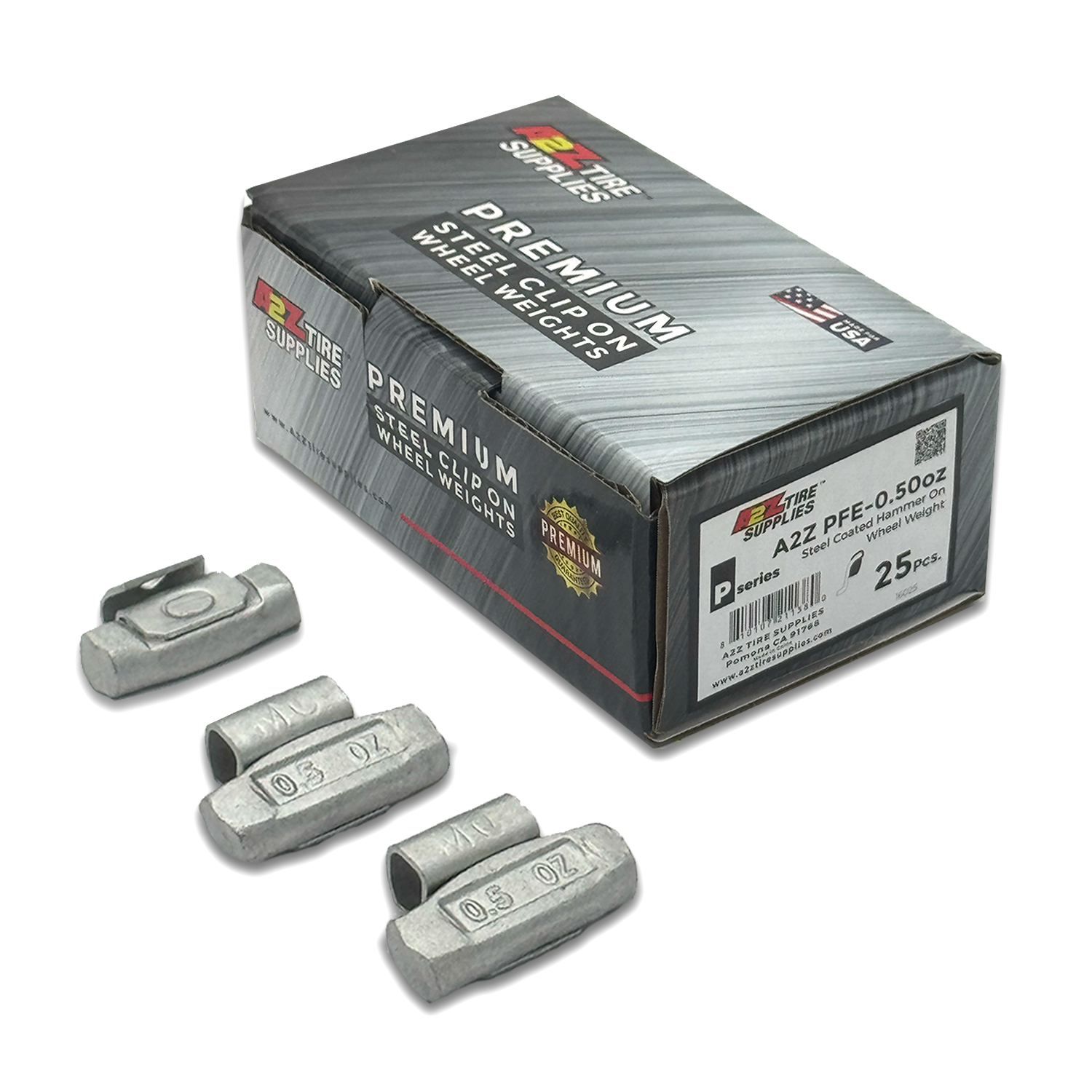 P Series 0.50-oz Steel Hammer-On Wheel Weights (Box of 25) - a2ztiresupplies