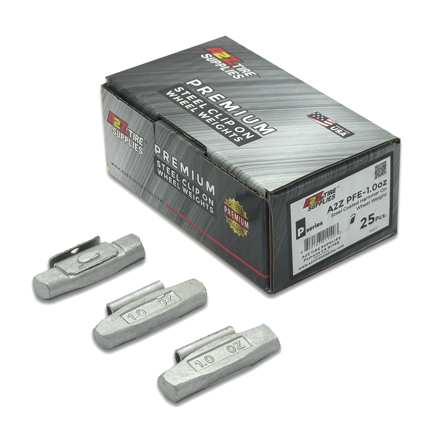 P Series 1.0-oz Steel Hammer-On Wheel Weights (Box of 25) - a2ztiresupplies