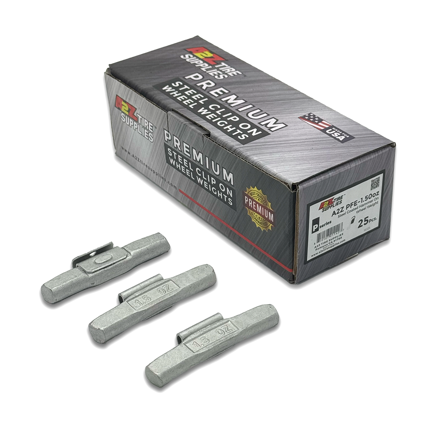P Series 1.50-oz Steel Hammer-On Wheel Weights (Box of 25) - a2ztiresupplies