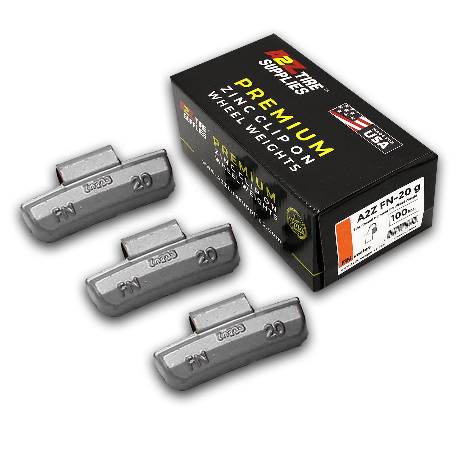 Box of 100 FN-Series 20g Zinc Hammer-on Wheel Balancing Weights for Japanese Alloy Wheels