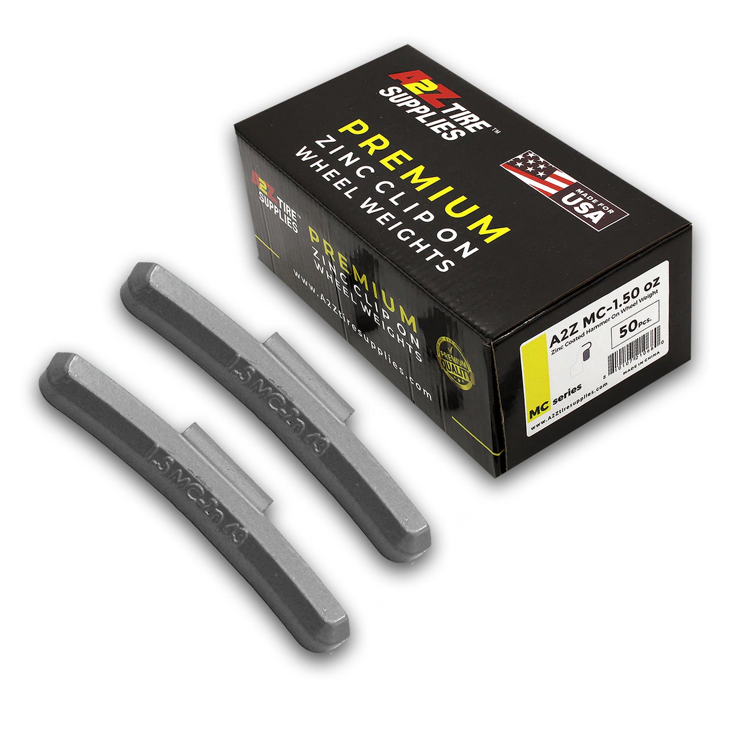 Box of 50 MC-Series 1.50-oz Zinc Hammer-on Wheel Balancing Weights for Domestic Alloy Wheels