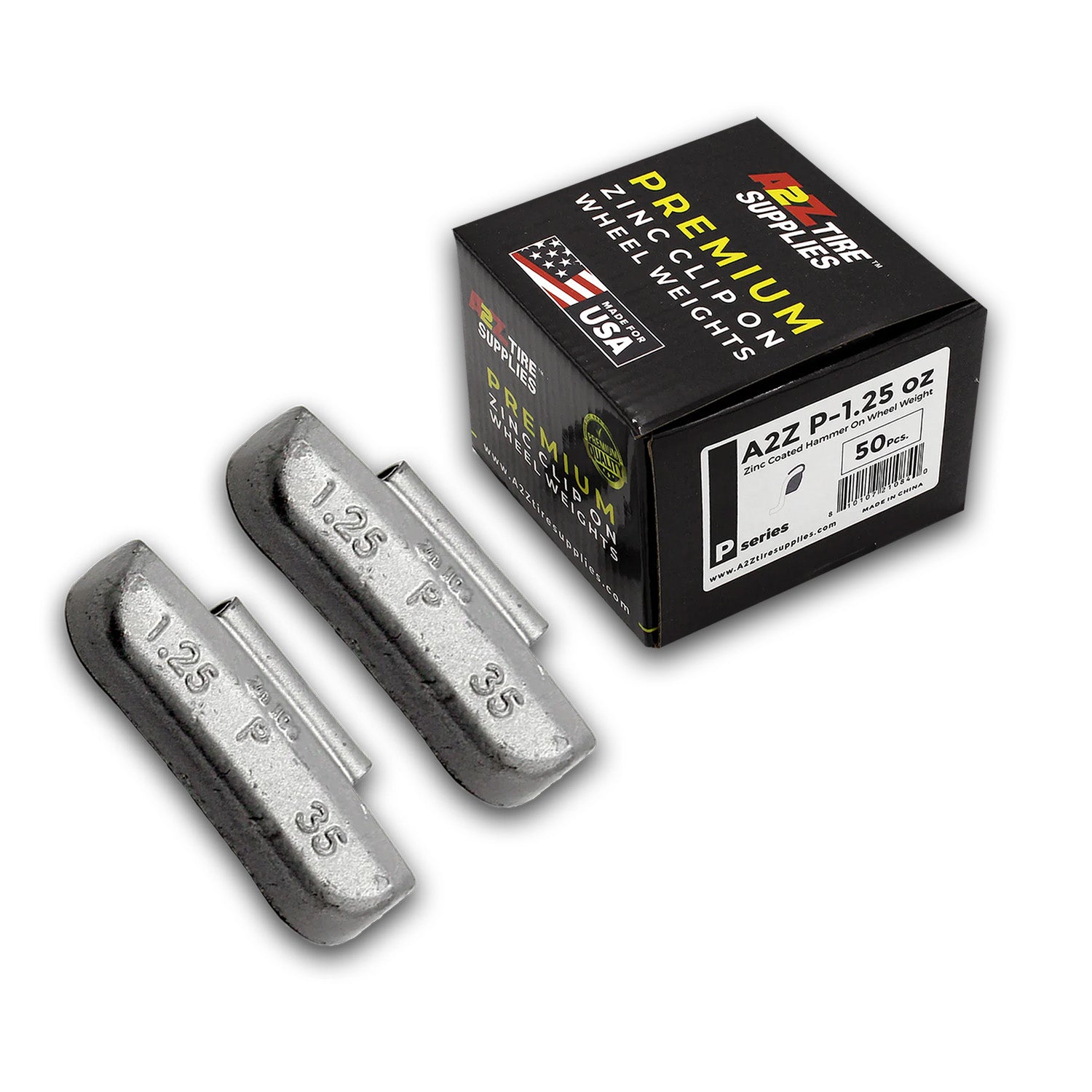Box of 50 P-Series 1.25-oz Zinc Hammer-on Wheel Balancing Weights for Passenger Steel Wheels