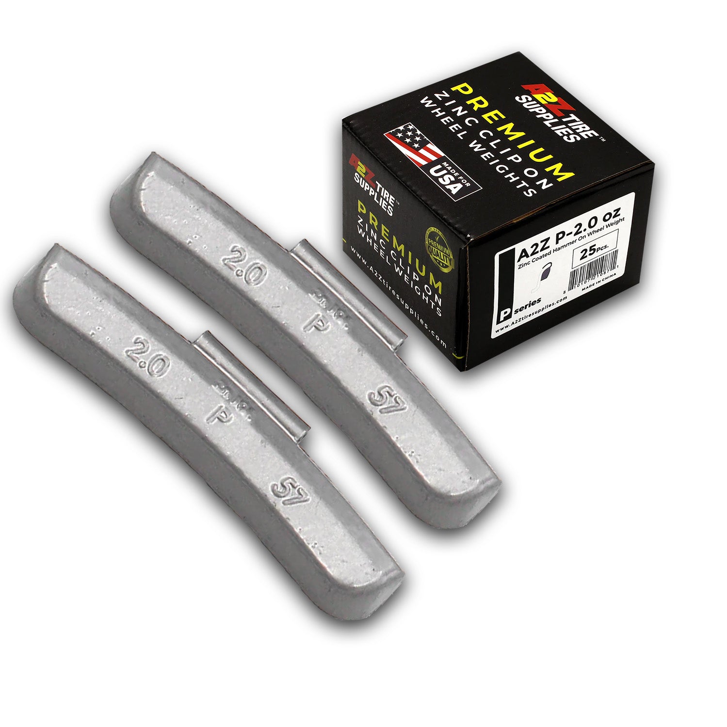 Box of 25 P-Series 2.0-oz Zinc Hammer-on Wheel Balancing Weights for Passenger Steel Wheels