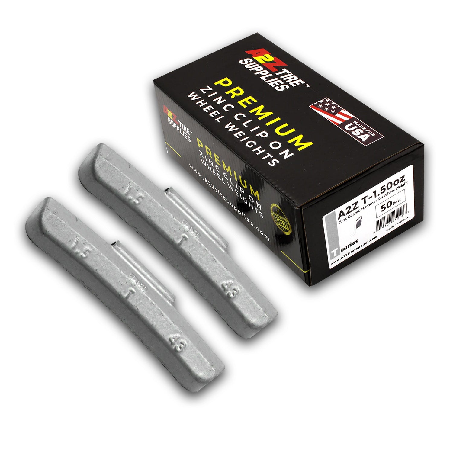 Box of 50 T-Series 1.50-oz Zinc Hammer-on Wheel Balancing Weights for Light Truck and SUV Steel Wheels