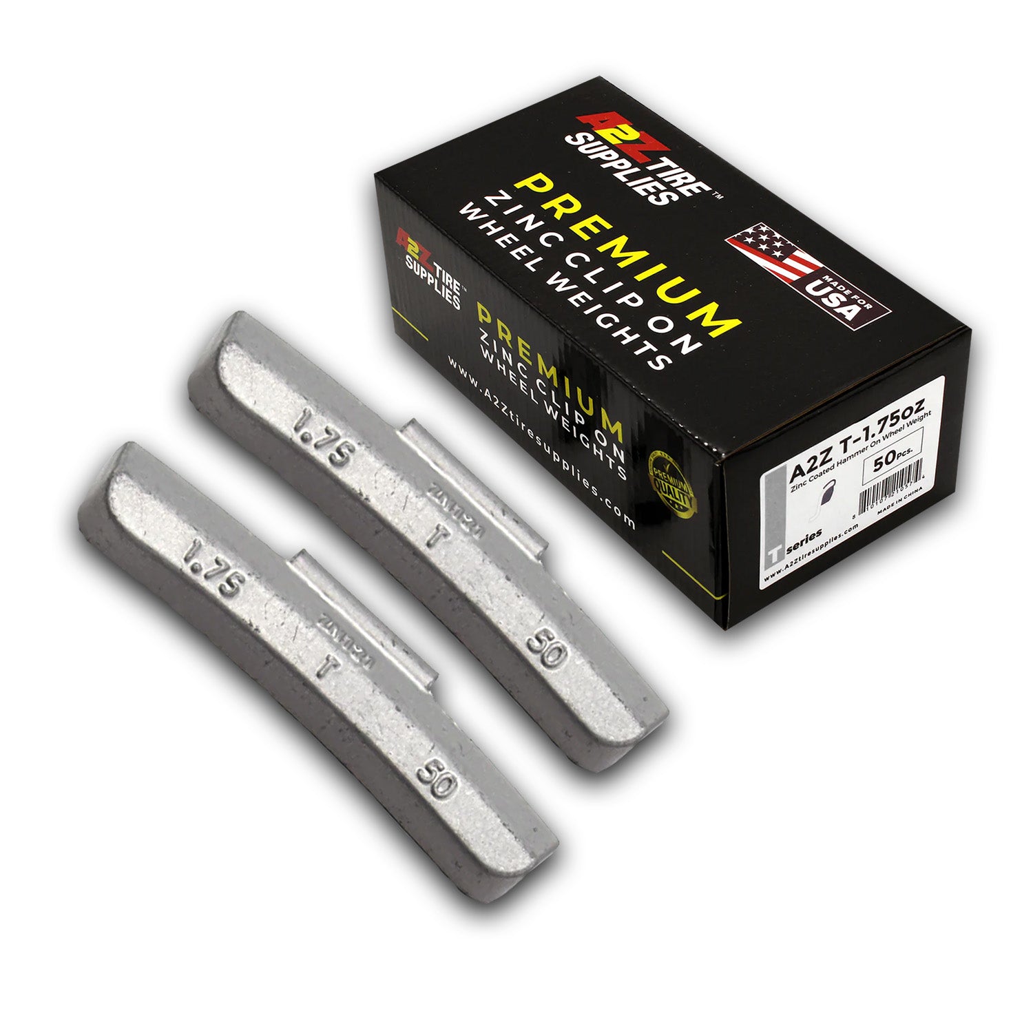 Box of 50 T-Series 1.75-oz Zinc Hammer-on Wheel Balancing Weights for Light Truck and SUV Steel Wheels