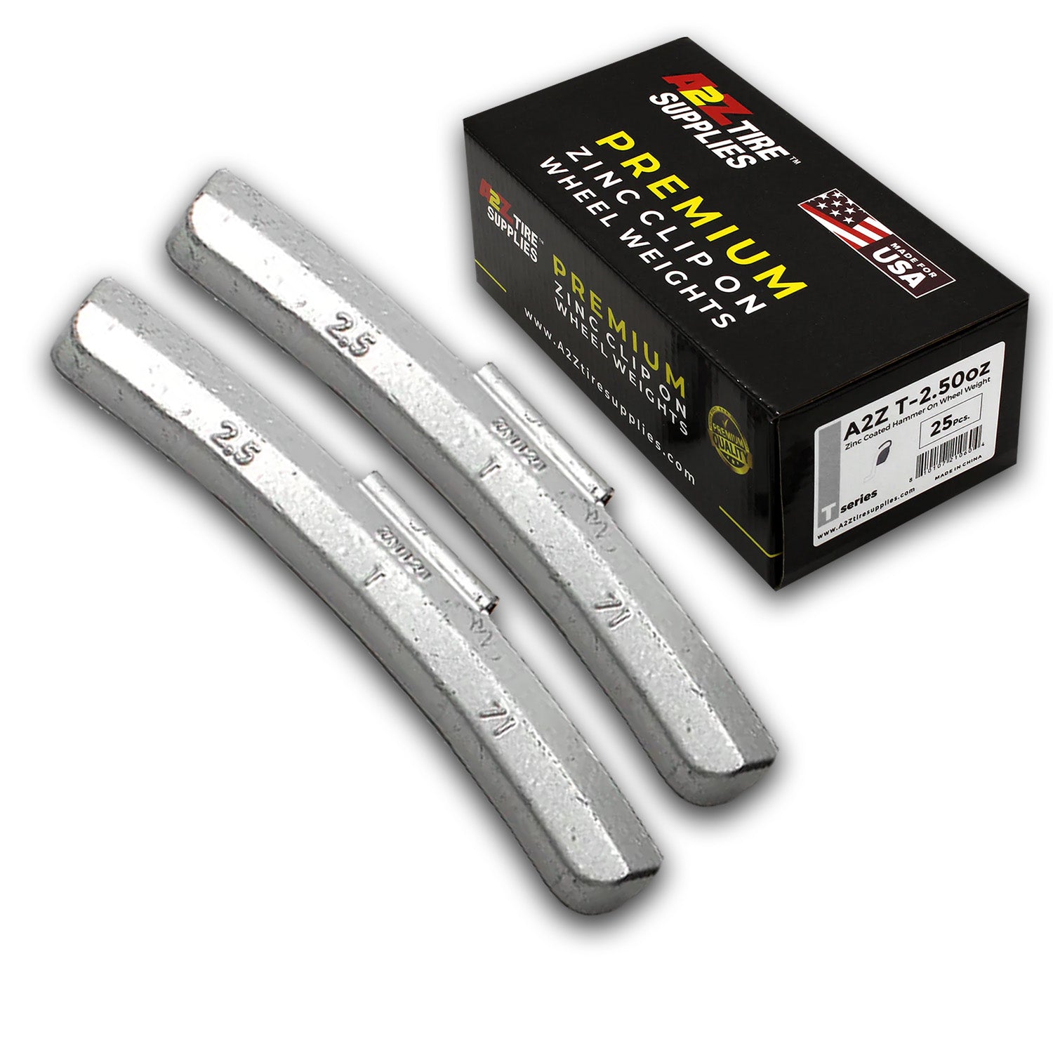 Box of 25 T-Series 2.50-oz Zinc Hammer-on Wheel Balancing Weights for Light Truck and SUV Steel Wheels