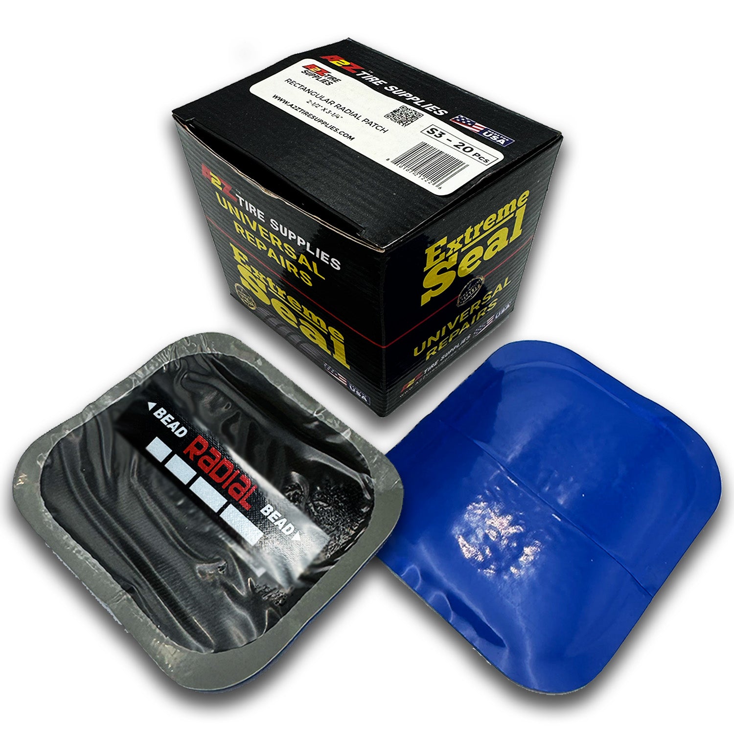 Large Square Radial Ply 2-1/2" x 3-1/4" Tubeless Tire Patches - (20 PCS) - a2ztiresupplies