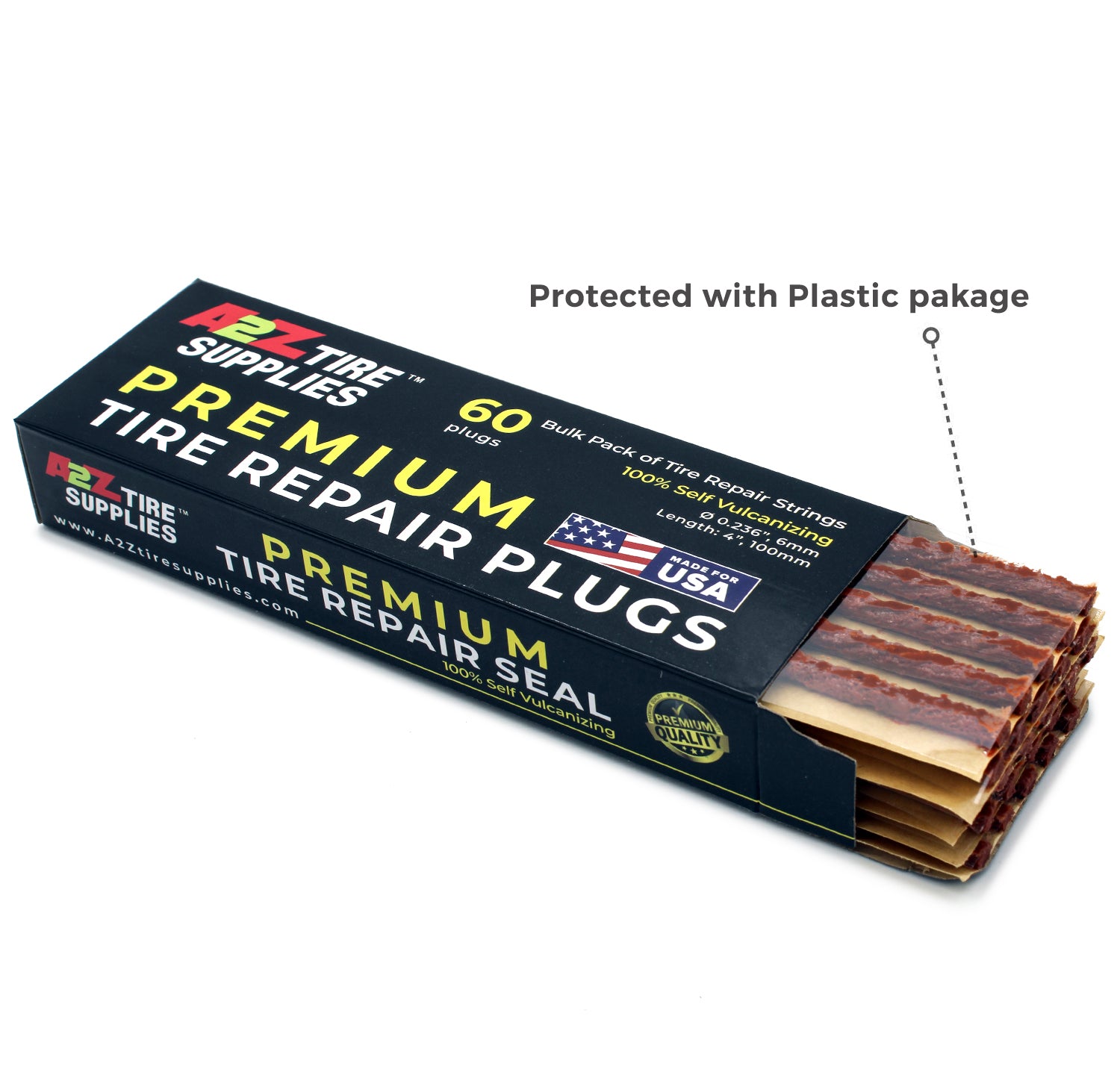 4" Brown Self-Vulcanizing Tire Plug String Inserts For Tubeless Flat Tire Puncure Repair Seal - a2ztiresupplies