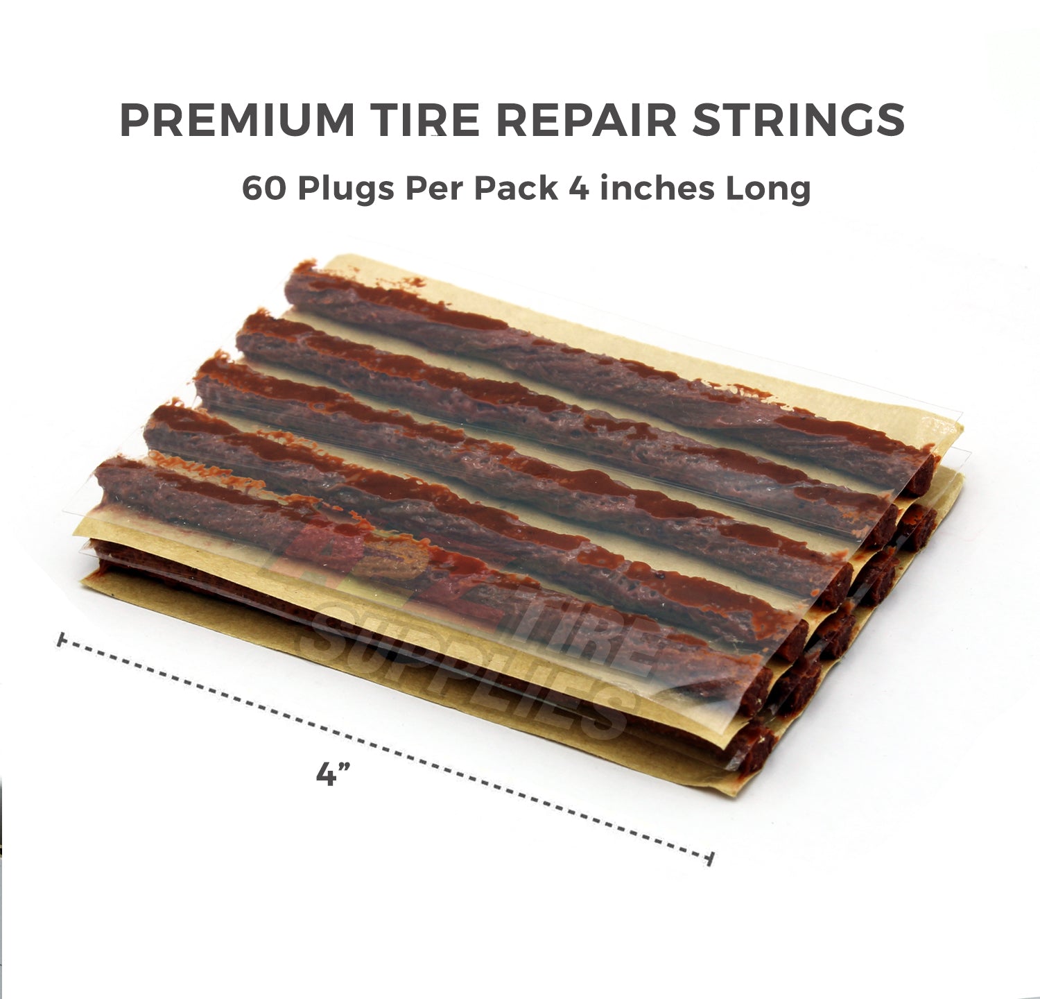 4" Brown Self-Vulcanizing Tire Plug String Inserts For Tubeless Flat Tire Puncure Repair Seal - a2ztiresupplies
