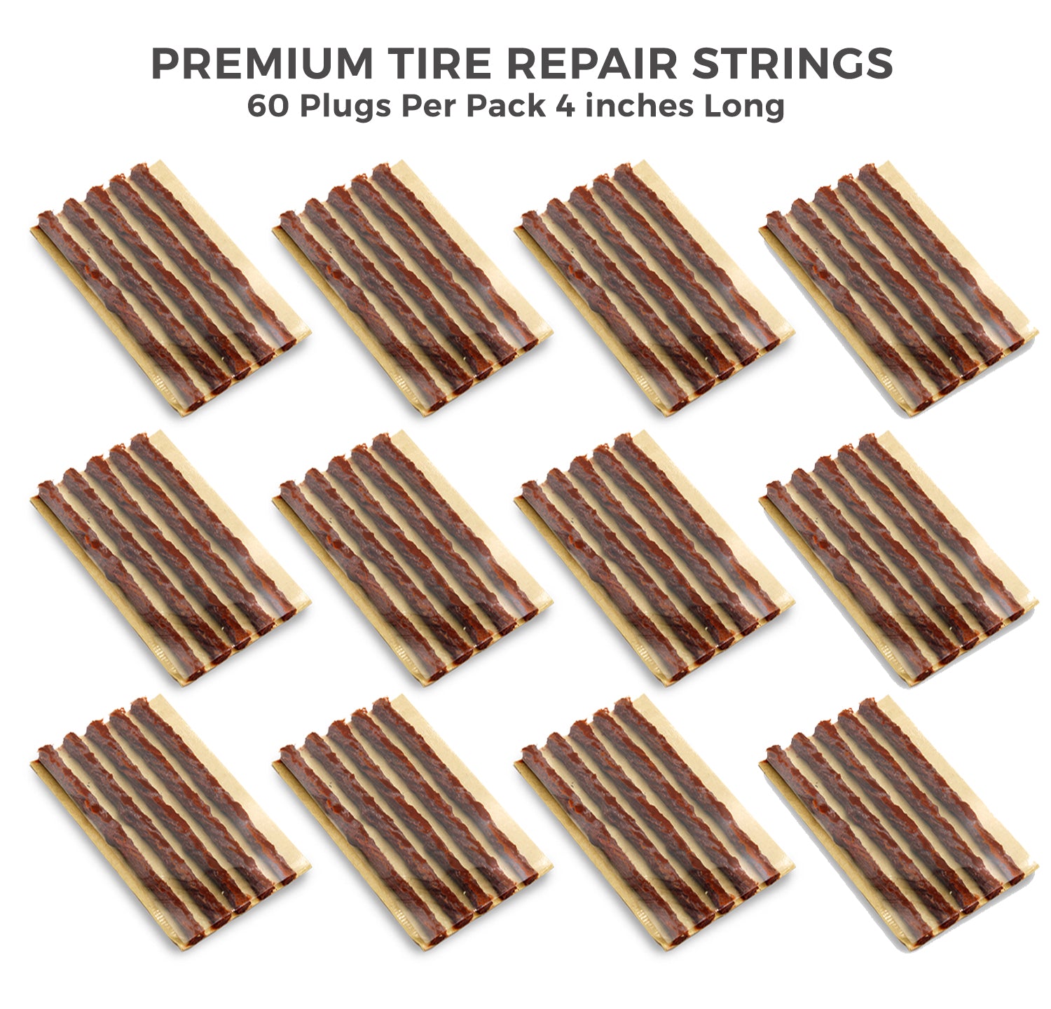 4" Brown Self-Vulcanizing Tire Plug String Inserts For Tubeless Flat Tire Puncure Repair Seal - a2ztiresupplies