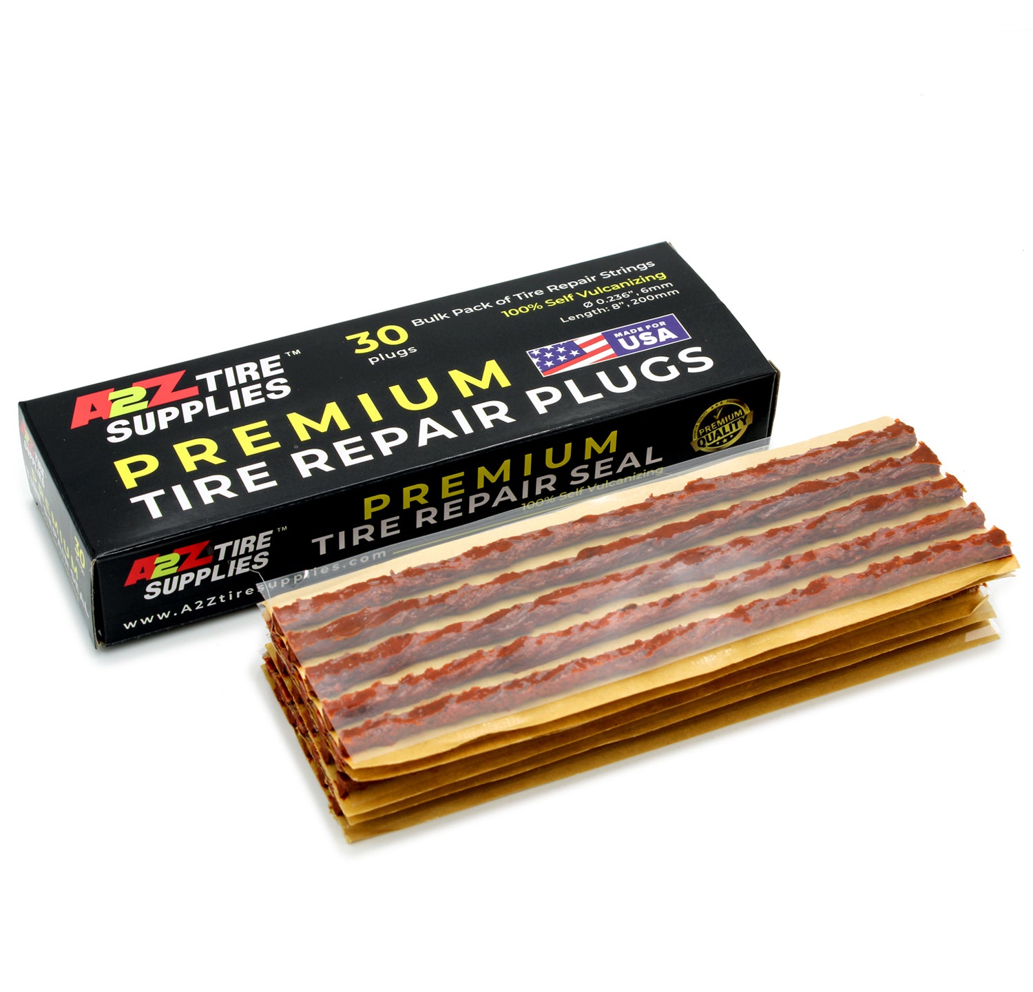 8" Brown Self-Vulcanizing Tire Plug String Inserts For Tubeless Flat Tire Puncture Repair Seal - a2ztiresupplies