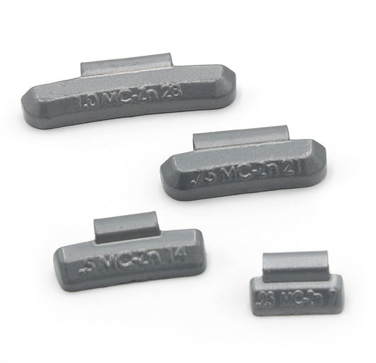 MC SET 0.25-oz, 0.50-oz, 0.75-oz, 1.0-oz Zinc Hammer-On Wheel Weights - (25 Each Size) - a2ztiresupplies