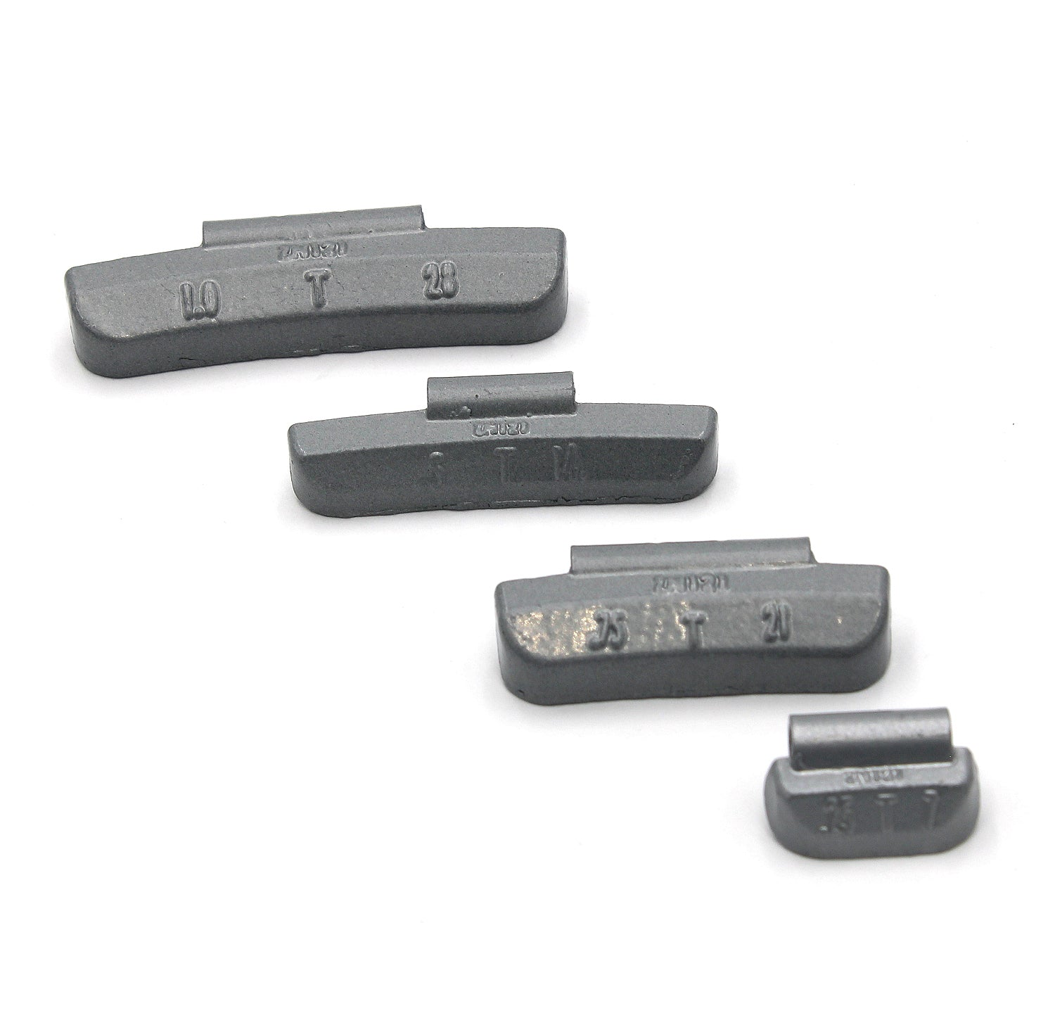 T SET 0.25-oz, 0.50-oz, 0.75-oz, 1.0-oz Zinc Hammer-On Wheel Weights - (25 Each Size)