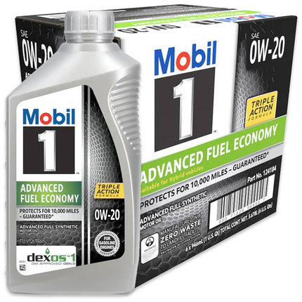 6-Pack Mobil 1 SAE 0W-20 Advanced Full Synthetic Motor Oil, 1 QT - A2Z Tire Supplies