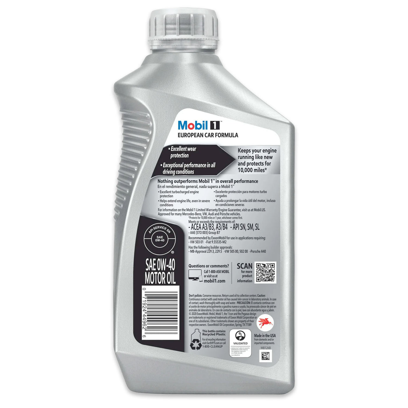 6-Pack Mobil 1 0W-40 European Car Formula Full Synthetic Motor Oil, 1 QT, additional view 3