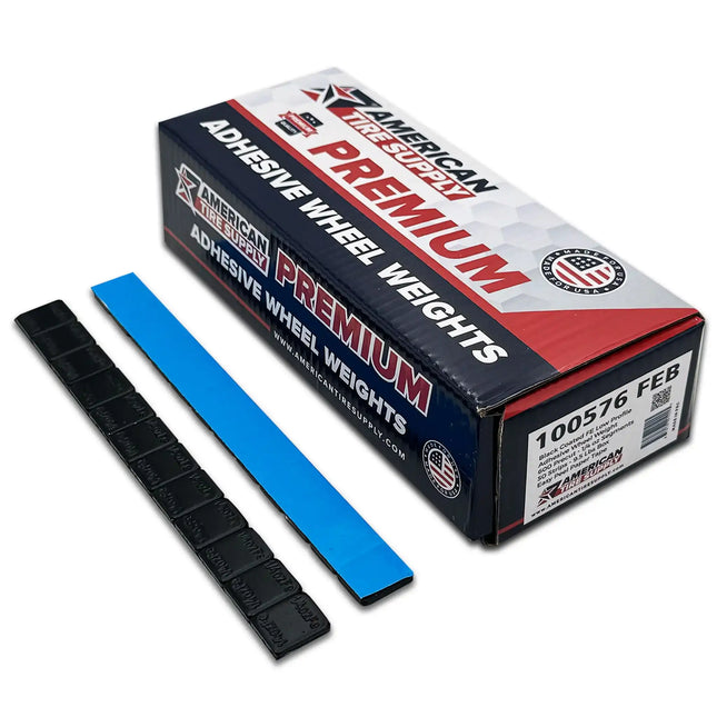 1/4 oz Black Steel Adhesive Wheel Weights - Blue Tape, 50 Strips / 600 Segments