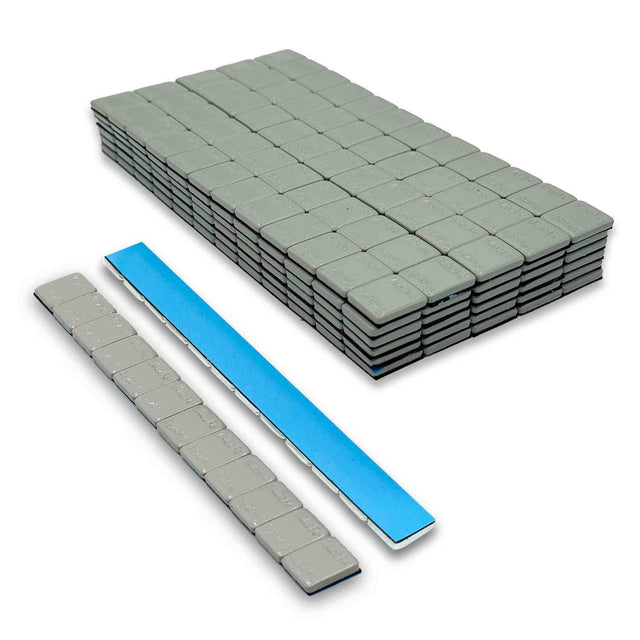 1/4 oz Gray Coated Steel Adhesive Wheel Weights - Blue Tape, 30 Strips / 360 Segments