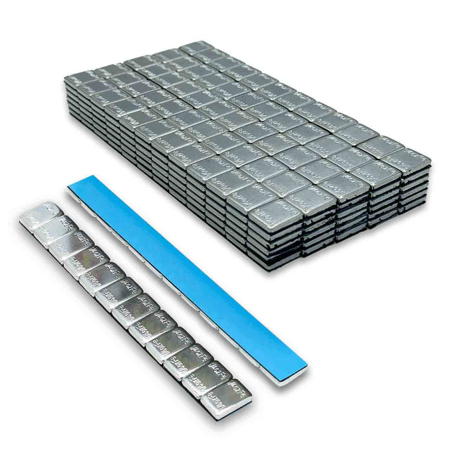 1/4 oz Zinc Plated Steel Adhesive Wheel Weights - Blue Tape, 30 Strips / 360 Segments