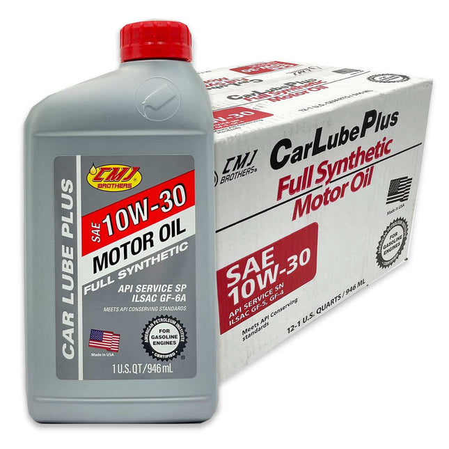 A2Z-CMJ-10W30FS12 - (12-Pack) 1 US-QT Bottles CMJ Brothers® Car Lube Plus SAE 10W-30 Full Synthetic Engine Oil ILSAC GF-6A - A2Z Tire Supplies