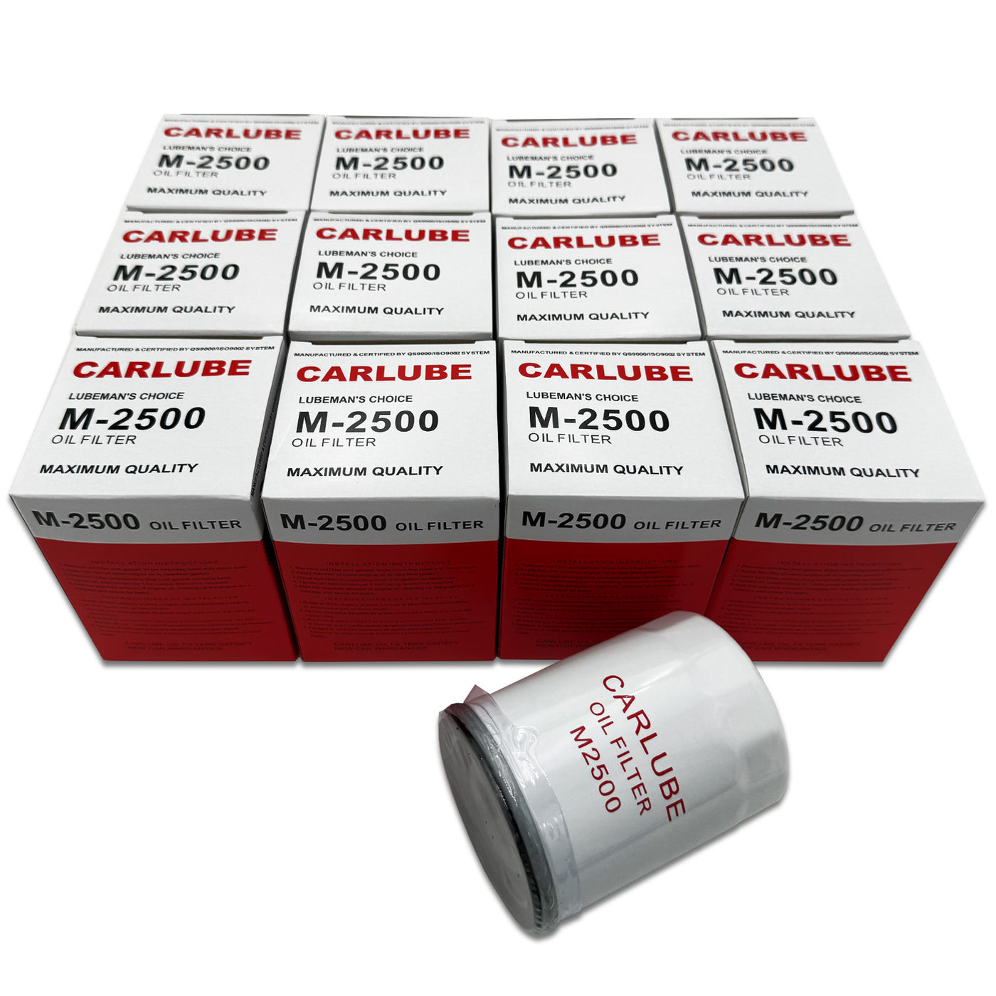 M2500 Engine Oil Filters for Ford, Chevrolet, GMC, Dodge, Jeep - Case of 12