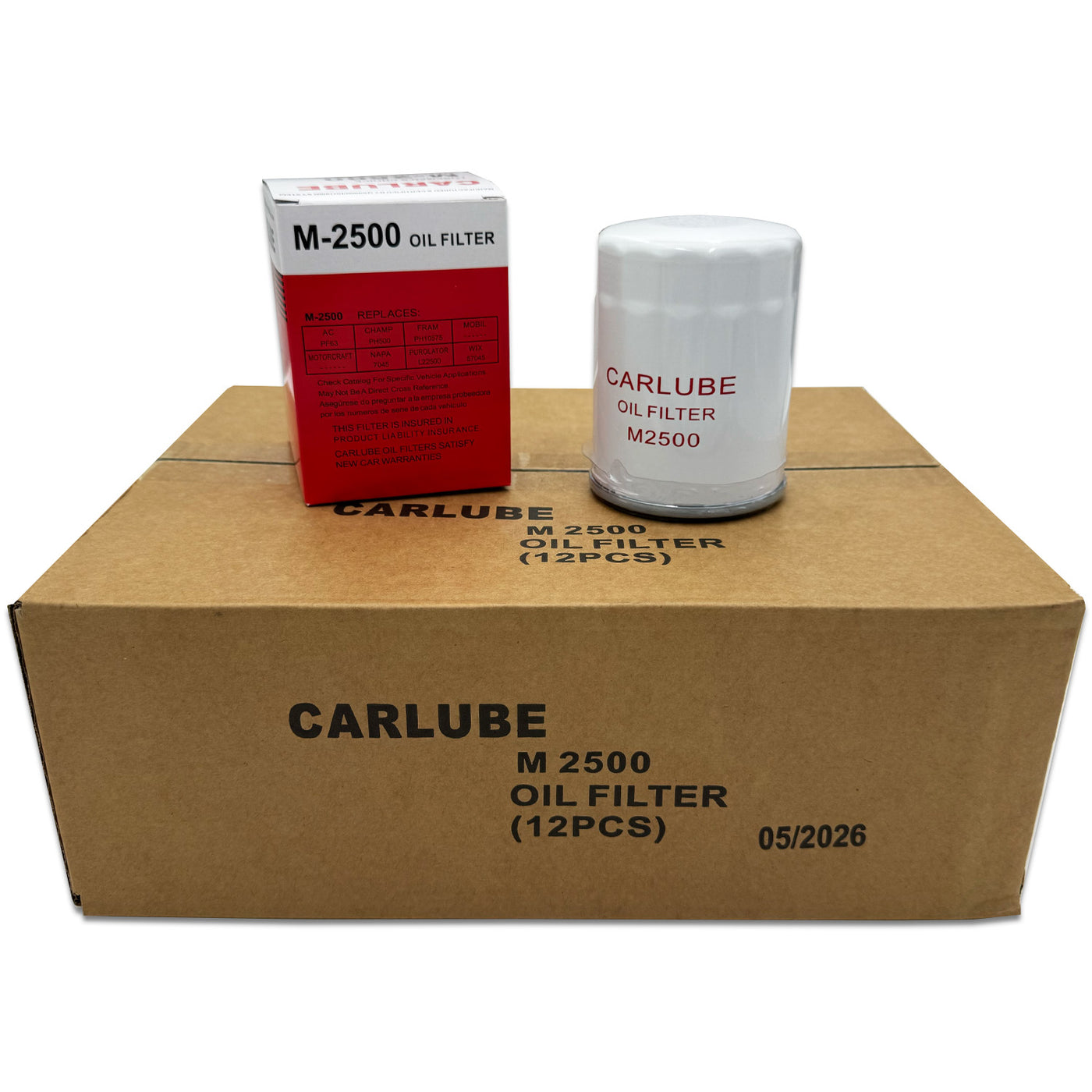 M2500 Engine Oil Filters for Ford, Chevrolet, GMC, Dodge, Jeep - Case of 12