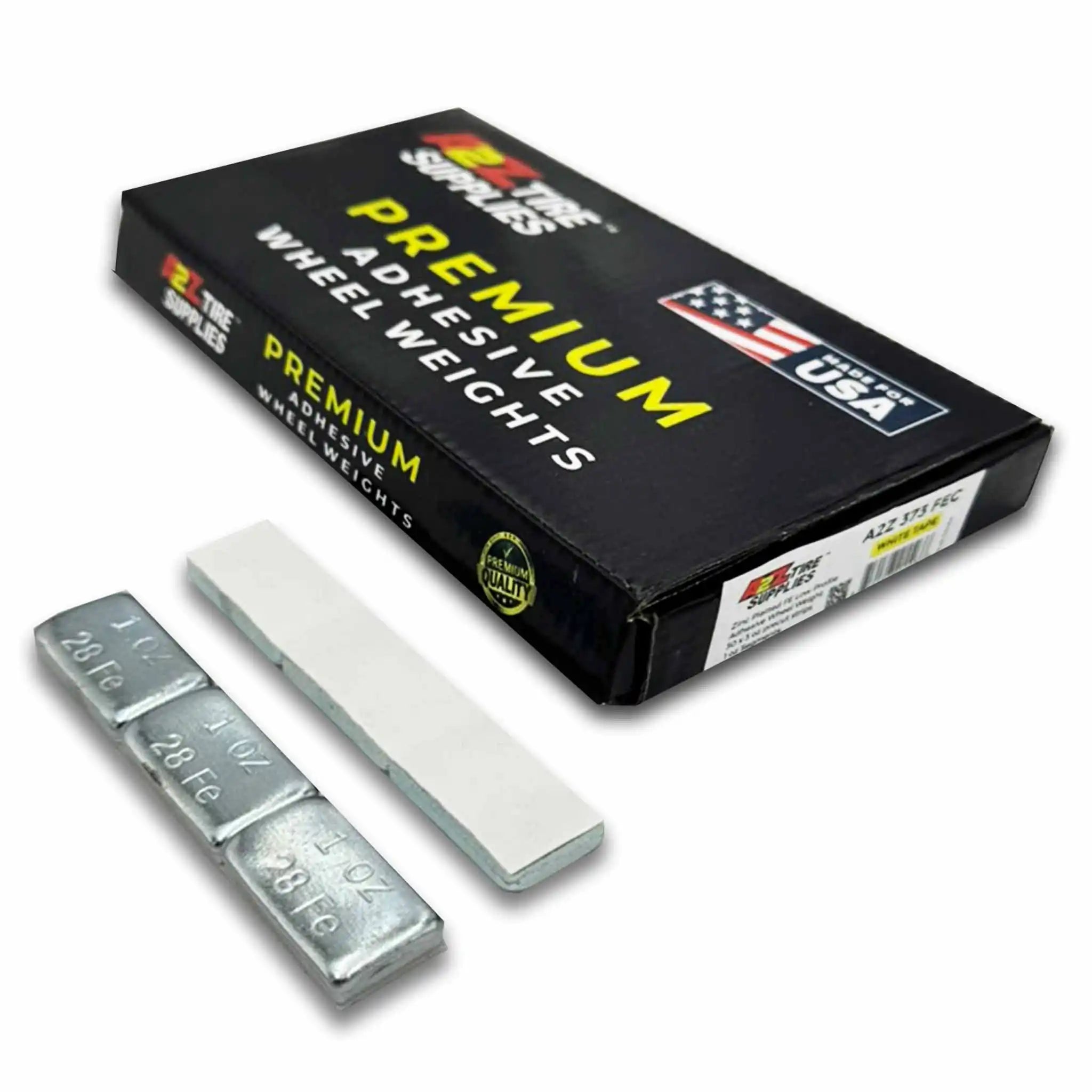 1 oz (90 PCS) - Zinc Plated Low Profile Steel Adhesive Wheel Weights  – (White Tape)