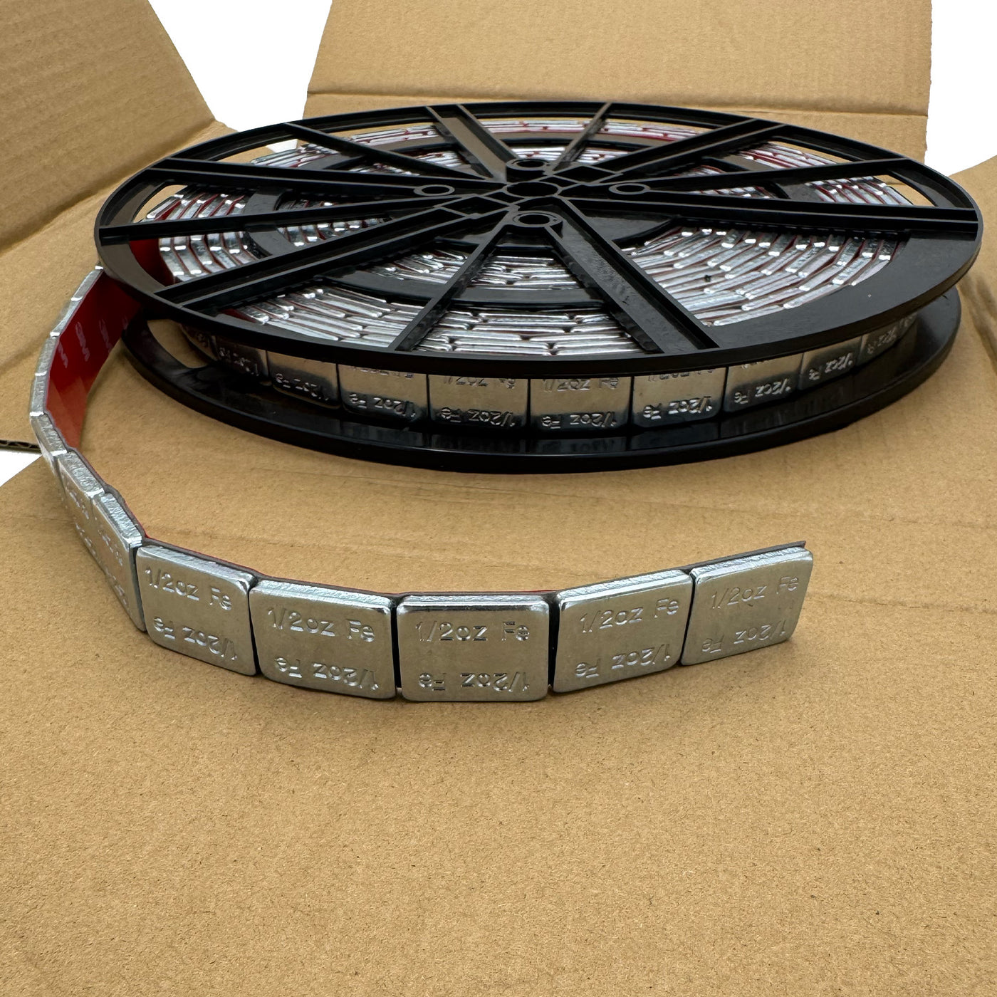 1/2 oz Zinc Plated Steel Adhesive Wheel Weights - 3M Tape, Roll of 358 Segments