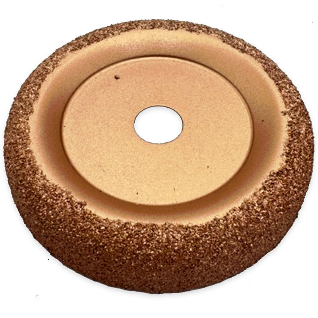 2.5″ x 1/2″ Carbide Contour Buffing Wheel - 60 Grit, 3/8″ Arbor Hole