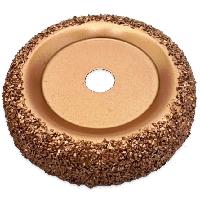 2.5″ x 1/2″ Carbide Contour Buffing Wheel - 23 Grit, 3/8″ Arbor Hole
