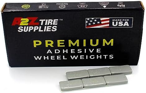 A2Z TIRE SUPPLIES 1oz, Grey, Adhesive Stick on Wheel Weights,EasyPeel Tape, Low Profile, 90 oz/Box, US Quality(90pcs) White Tape