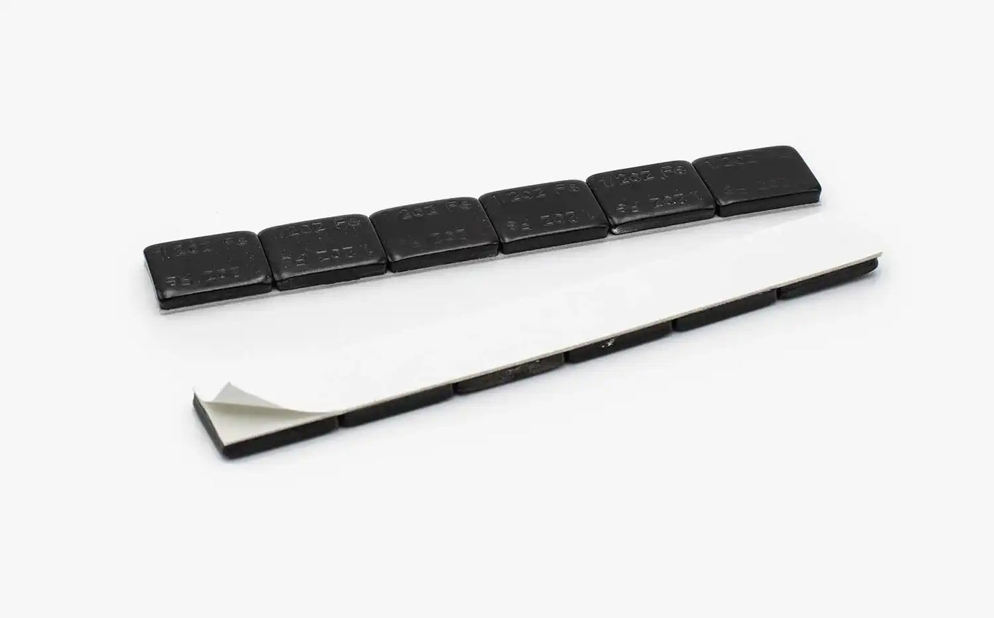 1/2 oz Black Coated Steel Adhesive Wheel Weights - White Tape, 30 Strips / 180 Segments, alternate view