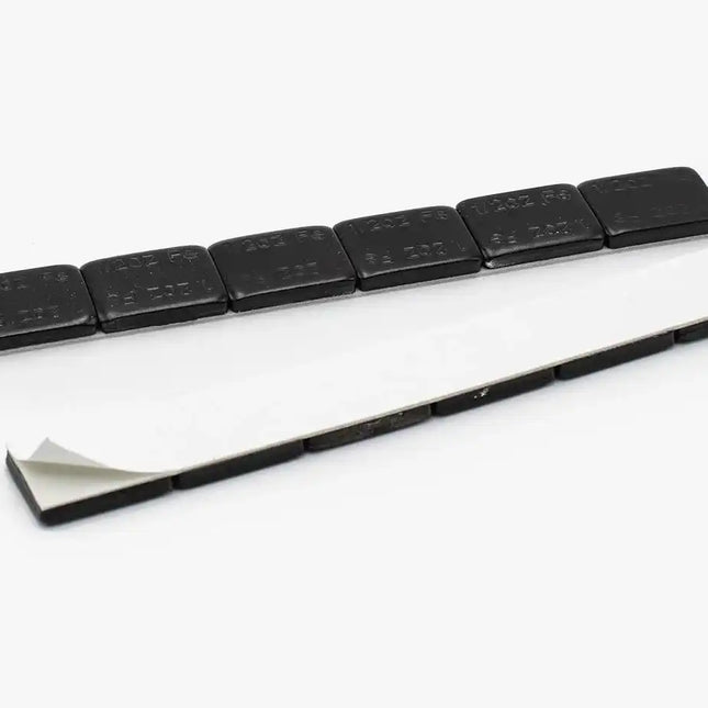 A2Z-371-FEB - 1/2 oz Black Steel Adhesive Wheel Weights Box of 180 - White Tape - A2Z Tire Supplies