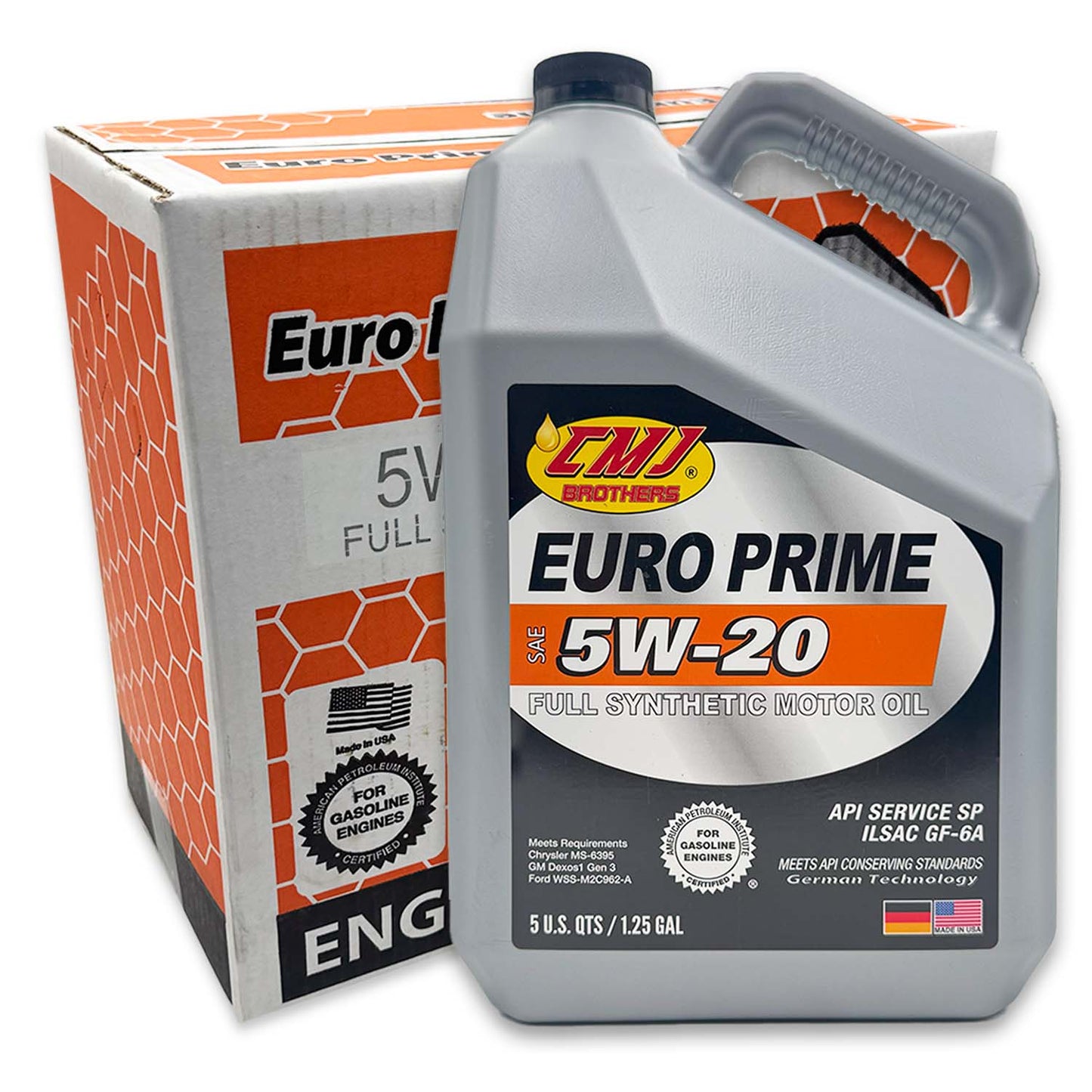 (3-Pack) 5 US-QT Bottles CMJ Brothers® EURO PRIME SAE 5W-20 Full Synthetic Engine Oil ILSAC GF-6A