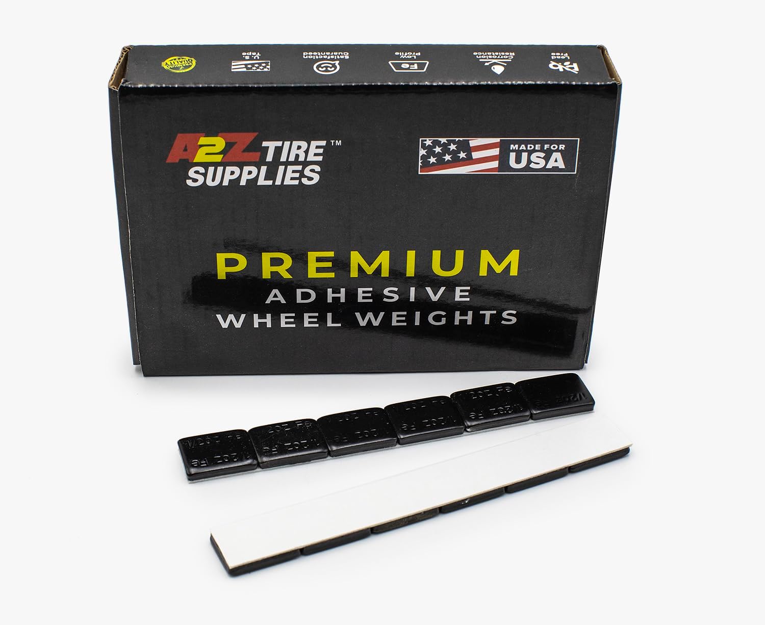 1/2 oz (180 PCS) - Black Coated Low Profile Steel Adhesive Wheel Weights  – (White Tape) - a2ztiresupplies