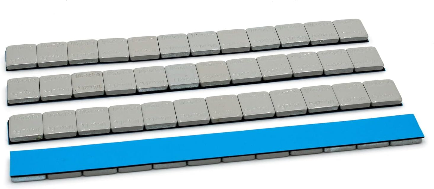 (3,600 PCS)  1/4 oz - Gray Coated - Low Profile Steel Adhesive Wheel Weights - Easy Peel - 54 lb box - 300 Strips (Blue Tape) - a2ztiresupplies
