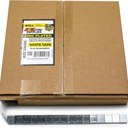 A2Z-350-RC - 1/4 oz Steel Adhesive Wheel Weight Roll of 715 - White Tape - A2Z Tire Supplies