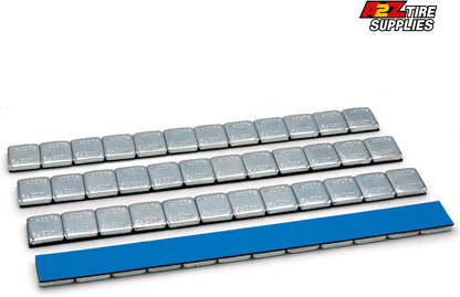 (3,600 PCS)  1/4 oz - Zinc Plated - Low Profile Steel Adhesive Wheel Weights - Easy Peel - 54 lb box - 300 Strips (Blue Tape) - a2ztiresupplies