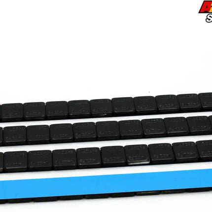A2Z-366-FEB-M - 1/4 oz Black Steel Adhesive Wheel Weights Box of 3600 - Blue Tape - A2Z Tire Supplies