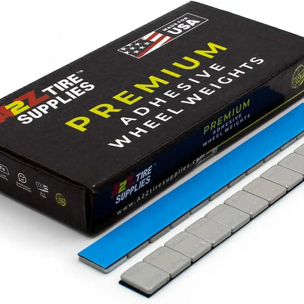 A2Z-367-FEG - 1/4 oz Gray Steel Adhesive Wheel Weights Box of 360 - Blue Tape - A2Z Tire Supplies