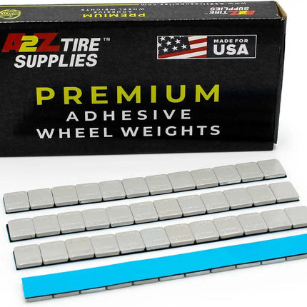 A2Z-367-FEG - 1/4 oz Gray Steel Adhesive Wheel Weights Box of 360 - Blue Tape - A2Z Tire Supplies