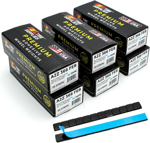 A2Z TIRE SUPPLIES 3600 pcs Black Coated FE Low Profile Adhesive Wheel Weight 1/4oz Segments 300 Strips 54 Lbs for Car, SUV, Truck Specially Made for US Market