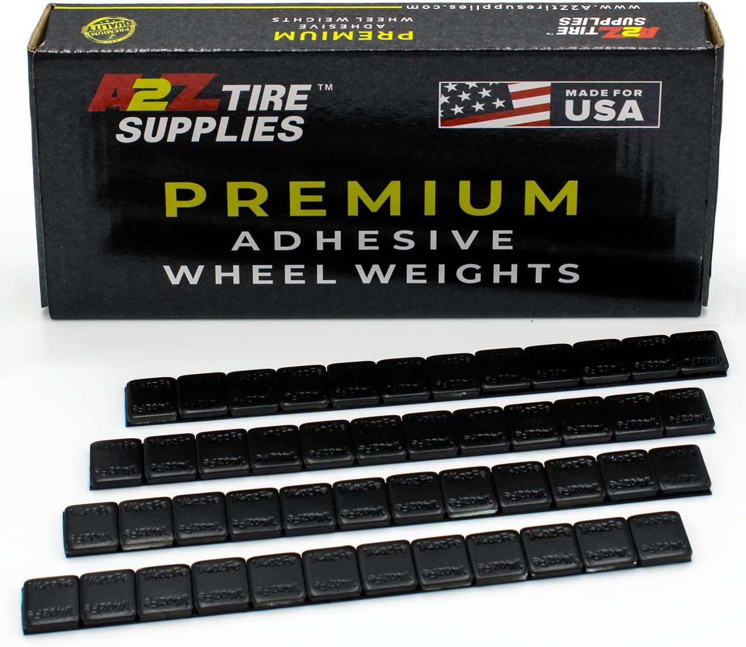 A2Z Tire Supplies 360 Pcs Black Coated FE Low Profile Adhesive Wheel Weight 1/4oz Segments 30 Strips 6 Lbs for Car, SUV, Truck Specially Made for US Market