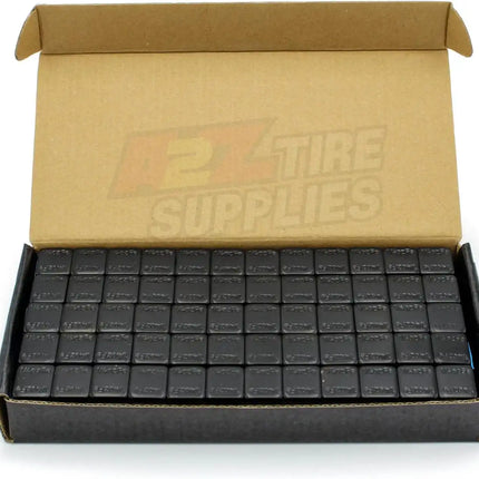 A2Z-367-FEB - 1/4 oz Black Steel Adhesive Wheel Weights Box of 360 - Blue Tape - A2Z Tire Supplies