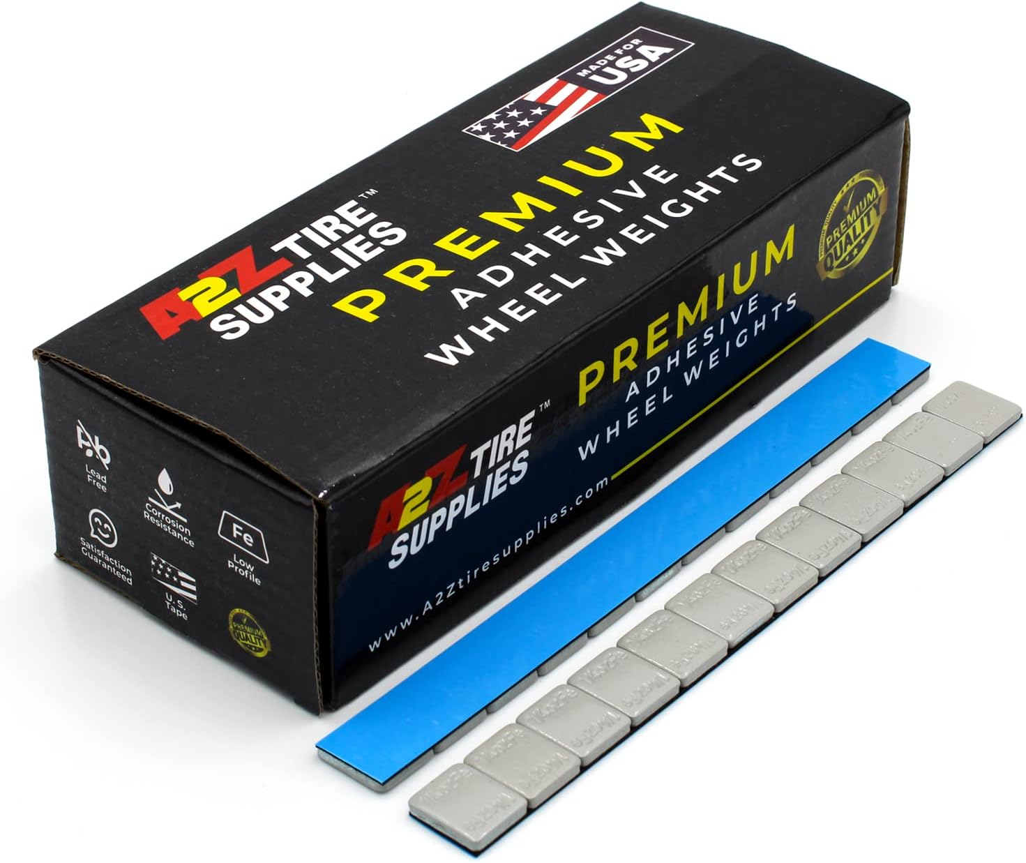 (3,600 PCS)  1/4 oz - Gray Coated - Low Profile Steel Adhesive Wheel Weights - Easy Peel - 54 lb box - 300 Strips (Blue Tape) - a2ztiresupplies