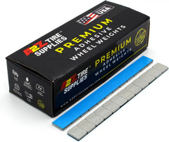 A2Z-366 FEG-M - 1/4 oz Gray Steel Adhesive Wheel Weights Box of 3600 - Blue Tape - A2Z Tire Supplies