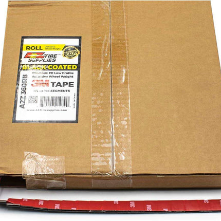 A2Z-360-RB - 1/4 oz Black Steel Adhesive Wheel Weight Roll of 715 - 3M™ Tape - A2Z Tire Supplies